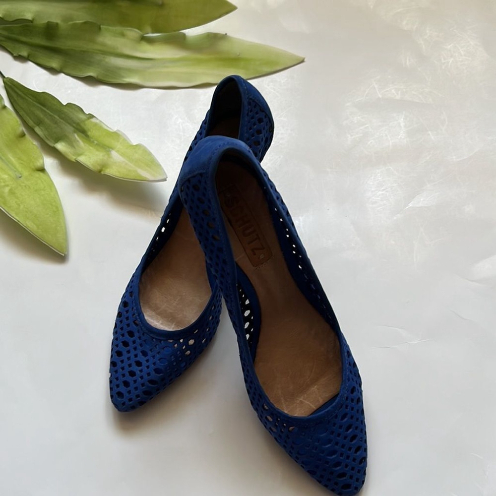 SCHUTZ Laser Cut Suede Pumps